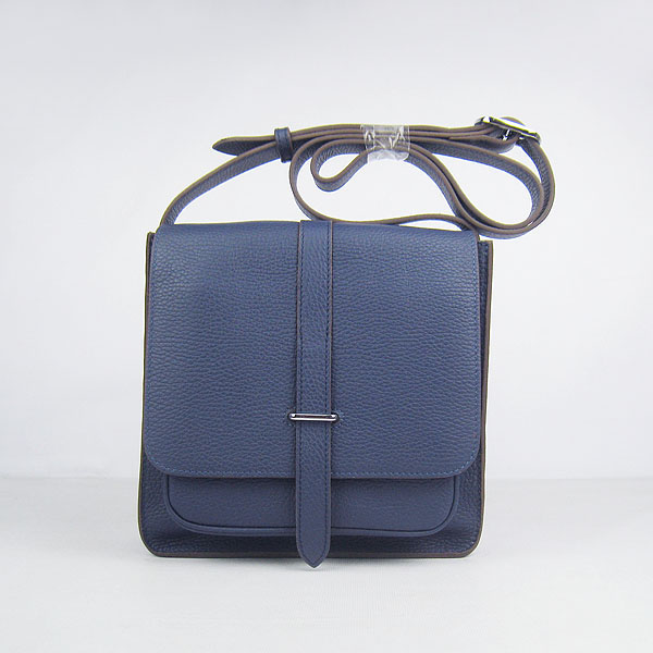 7A Hermes Togo Leather Messenger Bag Blue h2811 Replica - Click Image to Close